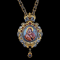 2.152.0005нпр-1/100пр Панагия серебряная 925 пробы с натуральными камнями