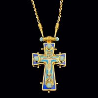 2.10.0557нп-25/64п Крест наперсный из серебра 925 пробы в позолоте