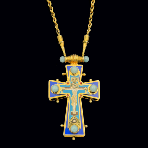 2.10.0557нп-25/64п Крест наперсный из серебра 925 пробы в позолоте