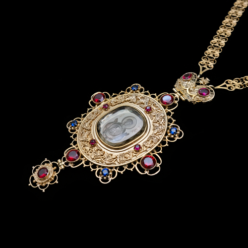 2.7.2187п-17/88п Панагия серебряная 925 пробы в позолоте фото 7