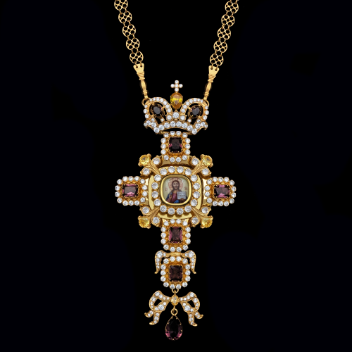 2.10.0633п-1/141п Крест наперсный из серебра 925 пробы в позолоте