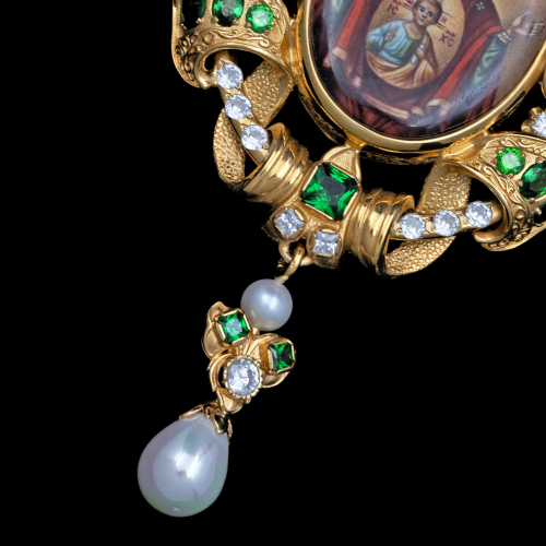 2.7.1867п-1/112п Панагия из серебра 925 пробы в позолоте фото 4