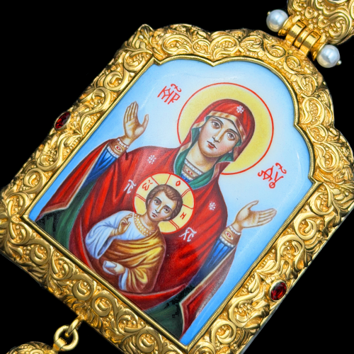 2.7.0877нп-1/73п Панагия из серебра 925 пробы в позолоте фото 4