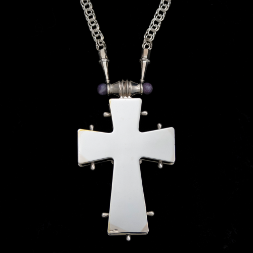 2.10.0557н-25/64 Крест наперсный серебряный в византийском стиле фото 5