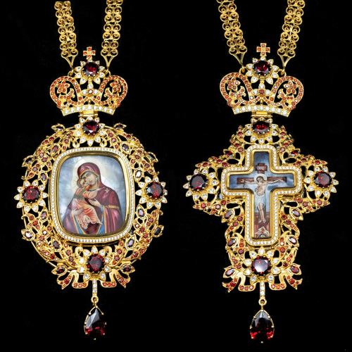 2.7.2196п-15/88п-К Архиерейский наперсный комплект серебряный с позолотой 