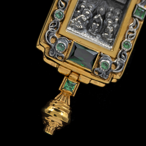 2.10.0177пр/52п Крест наперсный из серебра 925 пробы в позолоте фото 5