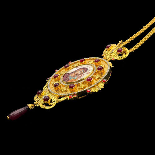 2.7.2649нп-1/41п Панагия из серебра 925 пробы в позолоте фото 6