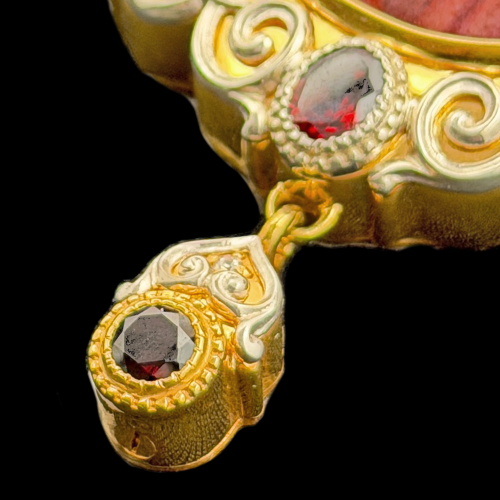 2.7.1242нф-1/98п Панагия серебряная 925 пробы с натуральными камнями фото 4