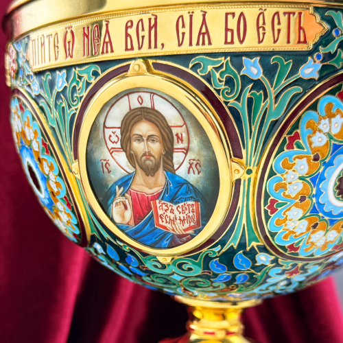 2.7.2488клп-0 Потир комбинированный с серебряной чашей и эмалью в позолоте фото 5