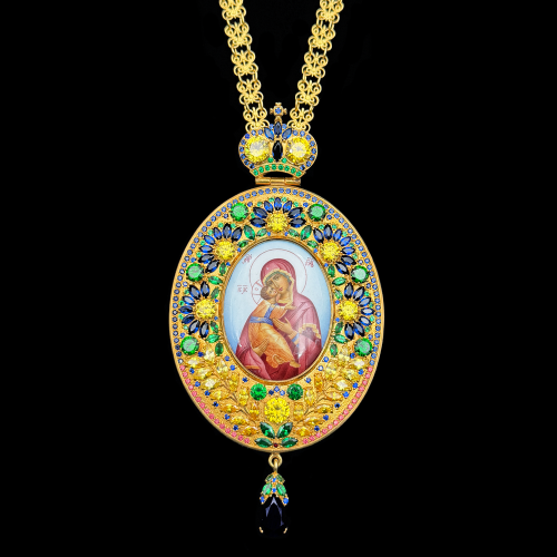 2.7.2232п-1/24п Панагия из серебра 925 пробы в позолоте 