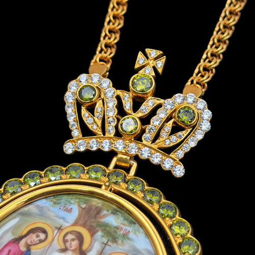 2.7.2762п-1/93п Панагия из серебра 925 пробы в позолоте  фото 5