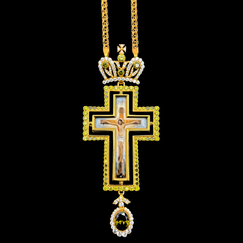 2.10.0669п-1/93п Крест наперсный из серебра 925 пробы в позолоте