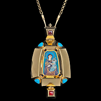 2.7.1555нп-25/112п Панагия из серебра 925 пробы в позолоте с эмалью