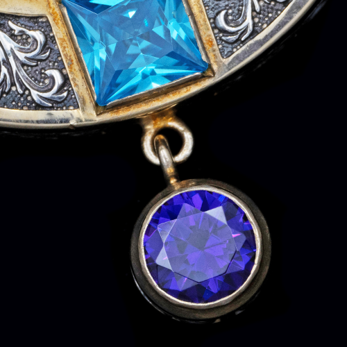 2.7.1996пр-19/120п Панагия из серебра 925 пробы в позолоте фото 3