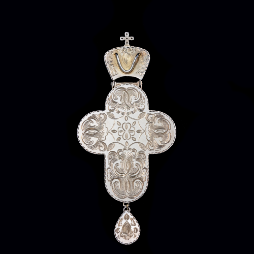 2.10.0191п-1 Крест наперсный из серебра 925 пробы в позолоте фото 3