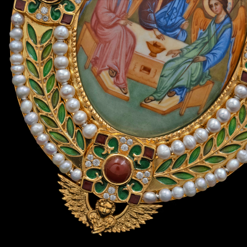 2.7.2535нпгэ-1/141п Панагия из серебра 925 пробы в позолоте  фото 4