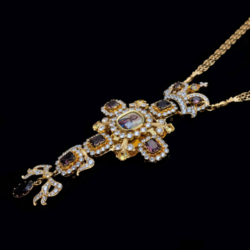 2.10.0633п-1/141п Крест наперсный из серебра 925 пробы в позолоте фото 6