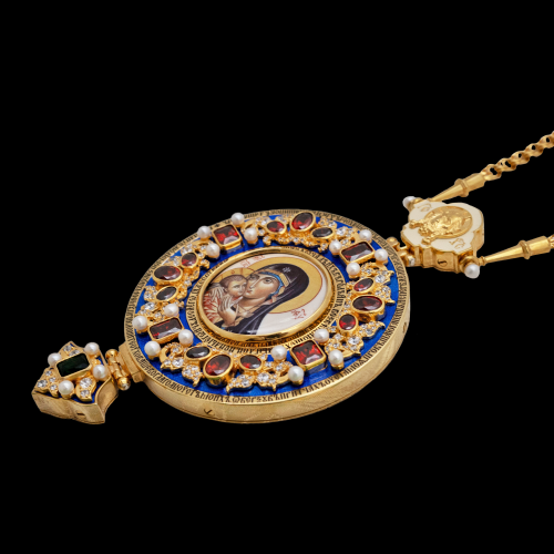 2.7.2184пэ-19/64п Панагия из серебра 925 пробы в позолоте фото 6