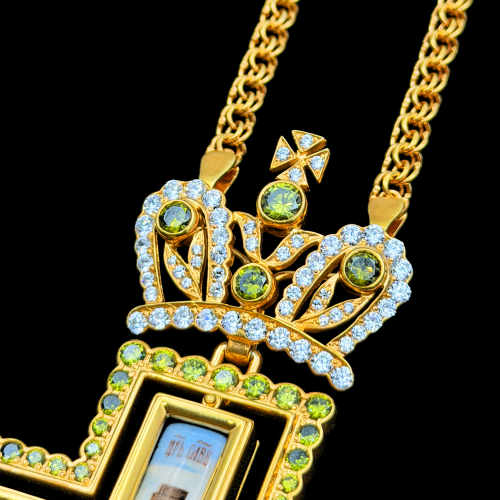 2.10.0669п-1/93п Крест наперсный из серебра 925 пробы в позолоте фото 5