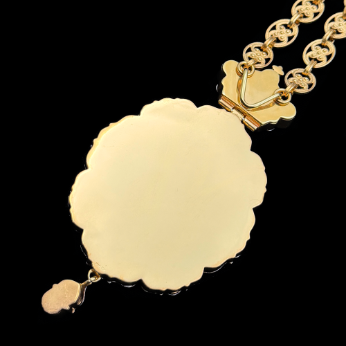 2.7.1242нф-1/98п Панагия серебряная 925 пробы с натуральными камнями фото 5