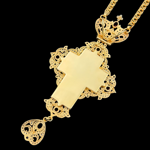 2.10.0614нп-16/1п Крест наперсный из серебра 925 пробы в позолоте фото 2