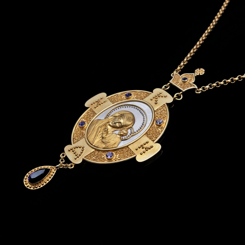 2.7.2309ф/112п Панагия серебряная 925 пробы в позолоте фото 2