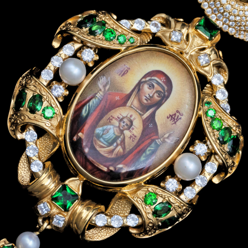 2.7.1867п-1/112п Панагия из серебра 925 пробы в позолоте фото 5