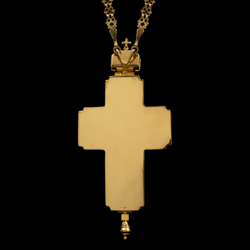 2.10.0177пр/52п Крест наперсный из серебра 925 пробы в позолоте фото 6