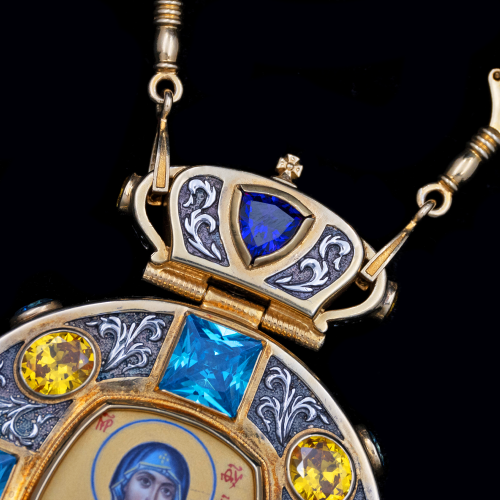 2.7.1996пр-19/120п Панагия из серебра 925 пробы в позолоте фото 4