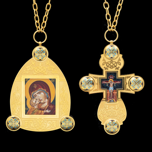 2.7.2636п-26/10п-К Архиерейский наперсный комплект из серебра 925 пробы в позолоте 
