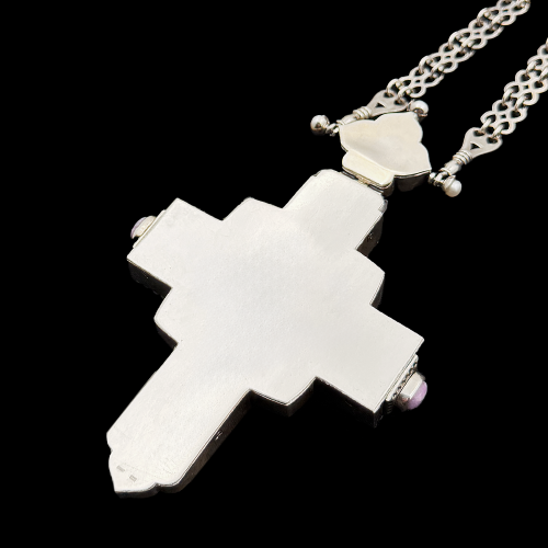 2.10.0504нргэ-14/132р Крест наперсный серебряный с Распятием из бивня мамонта фото 6