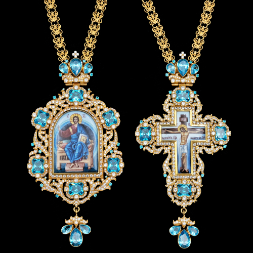 2.7.2067п-1/41п-К Архиерейский наперсный комплект серебряный 925 пробы в позолоте