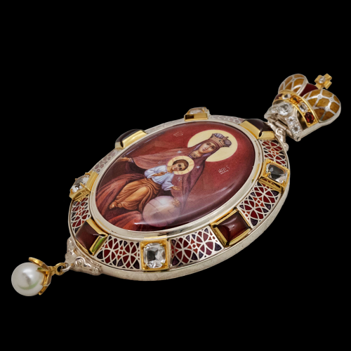 2.7.2455нфгэ-1/63 Панагия из серебра 925 пробы  фото 6