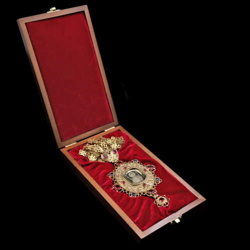 2.7.2187п-17/88п Панагия серебряная 925 пробы в позолоте фото 2