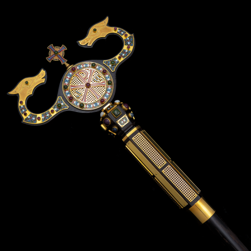 2.7.2771лнпэ Жезл архиерейский с натуральными камнями в позолоте фото 8