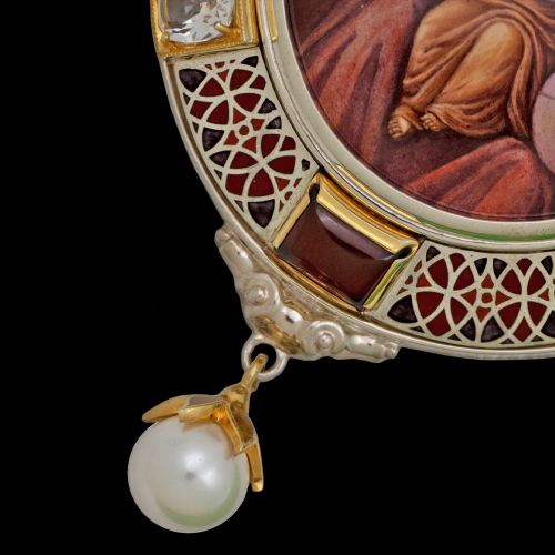 2.7.2455нфгэ-1/63 Панагия из серебра 925 пробы  фото 3