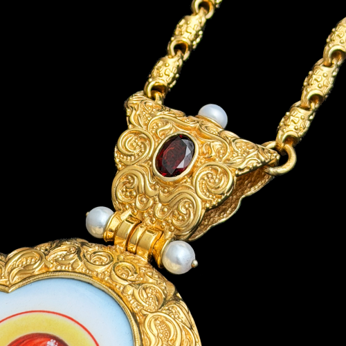 2.7.0877нп-1/73п Панагия из серебра 925 пробы в позолоте фото 5