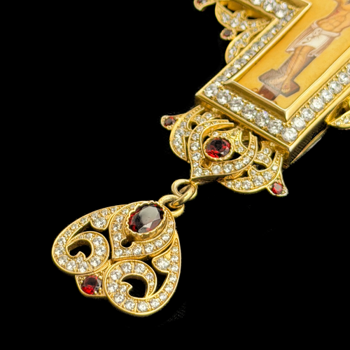 2.10.0614нп-1/1п Крест наперсный из серебра 925 пробы в позолоте фото 3