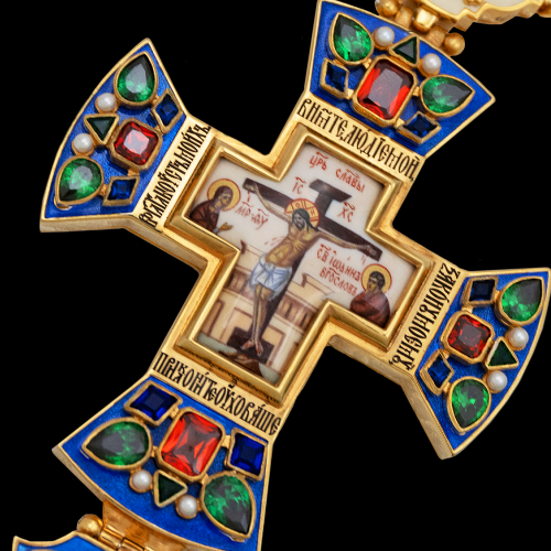 2.10.0527пэ-19/64п Крест наперсный  из серебра 925 пробы в позолоте фото 4