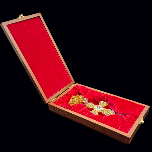 2.10.0427пр-1/41п Крест наперсный из серебра 925 пробы в позолоте фото 2