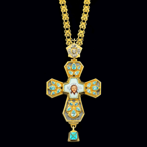 2.10.0427пр-1/41п Крест наперсный из серебра 925 пробы в позолоте