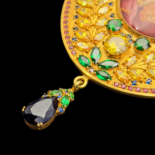 2.7.2232п-1/24п Панагия из серебра 925 пробы в позолоте  фото 3