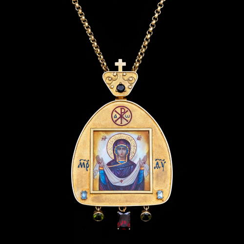 2.7.2296нп-15/112п Панагия из серебра 925 пробы в позолоте