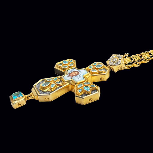 2.10.0427пр-1/41п Крест наперсный из серебра 925 пробы в позолоте фото 7