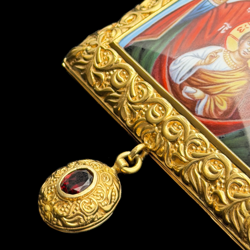 2.7.0877нп-1/73п Панагия из серебра 925 пробы в позолоте фото 3