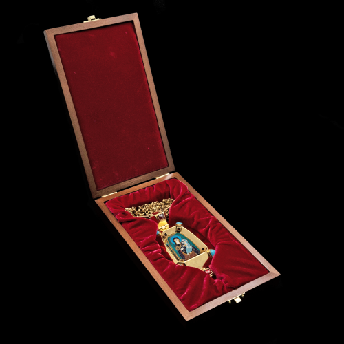 2.7.1555нп-25/112п Панагия из серебра 925 пробы в позолоте с эмалью фото 2