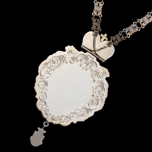 2.152.0005нпр-1/100пр Панагия серебряная 925 пробы с натуральными камнями фото 6