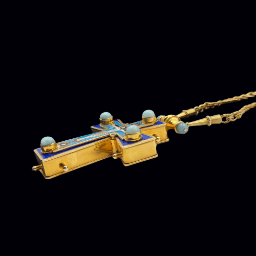 2.10.0557нп-25/64п Крест наперсный из серебра 925 пробы в позолоте фото 2