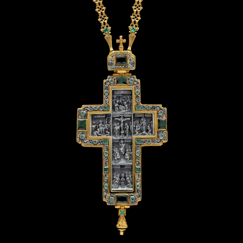 2.10.0177пр/52п Крест наперсный из серебра 925 пробы в позолоте