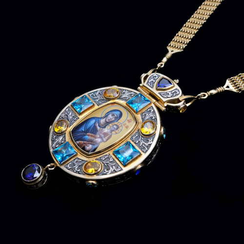 2.7.1996пр-19/120п Панагия из серебра 925 пробы в позолоте фото 6